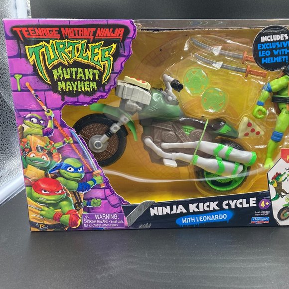 Teenage Mutant Ninja Turtles Mutant Mayhem Ninja Kick Cycle with Leonardo Figure - Picture 1 of 3